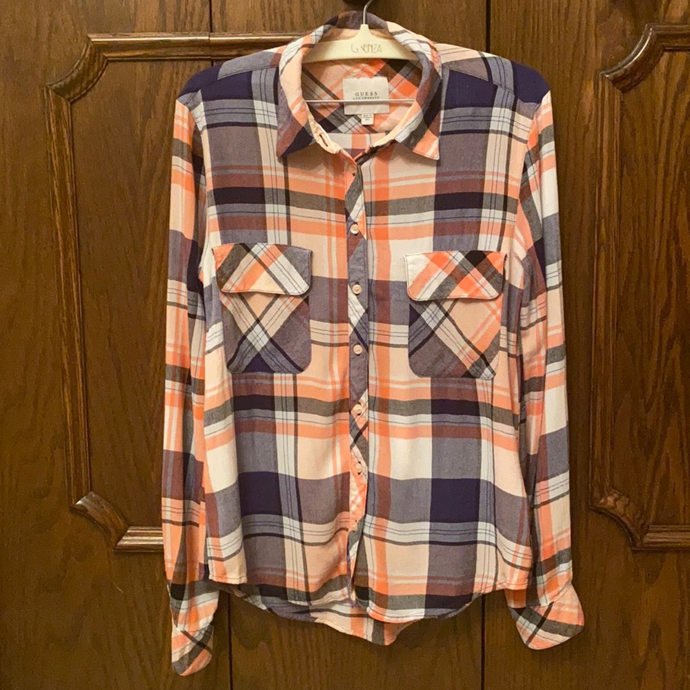 Classy casual Guess plaid shirt size xxs